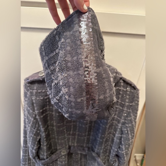 Buckle BKE women’s silver gray sequin pea coat. - Picture 7 of 12